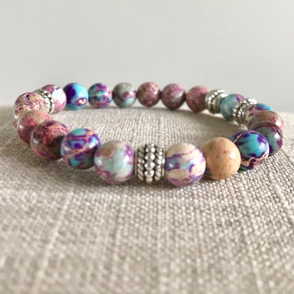 Jasper Gemstone Stretch Chakra Bracelet - Picture 5 of 6